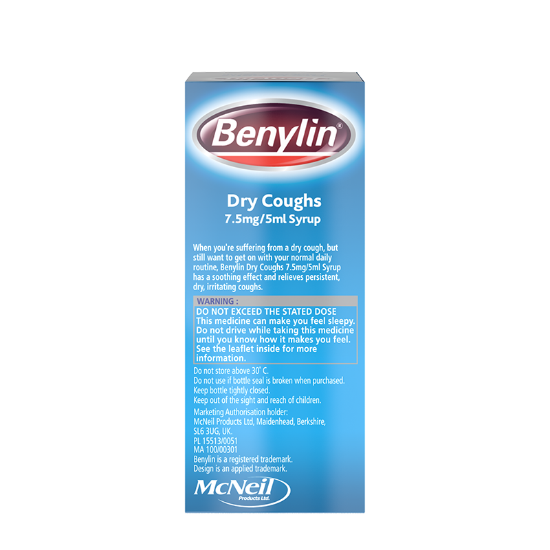 BENYLIN® Dry Coughs 7.5mg/5ml Syrup 150ml | Academy Plus